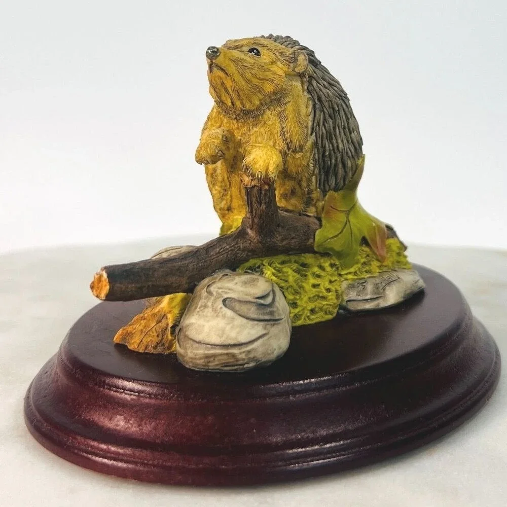 Hedgehog Figural‎ Sculpture On Wooden Plinth By Originalities Form Core Cabin